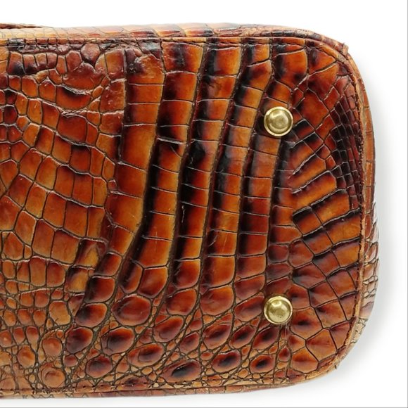 Vtg Brahmin Toasted Melbourne Stacy Crossbody Bag Croc Embossed Leather Brass - Picture 13 of 16